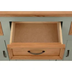 Loft24 Selma - Buffetkast met 5 deuren en 4 lades van grenen in groen Sale