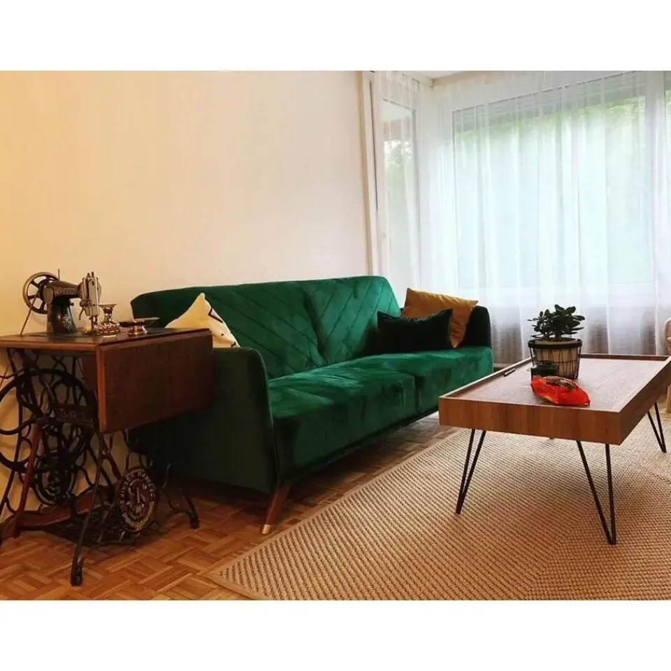 Beliani SENJA - Slaapbank 3-zits - Donkere houtkleur - Polyester Best