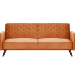 Beliani SENJA - Slaapbank 3-zits - Oranje - Fluweel Discount