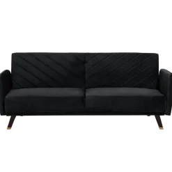 Beliani SENJA - Slaapbank 3-zits - Zwart - Fluweel Best