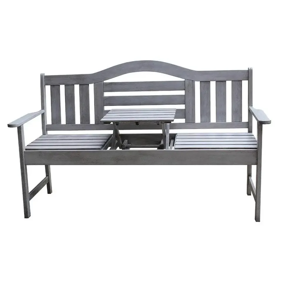Sens-Line Nevada tuinbank met uitklapbaar tafeltje - Grijs - 150 cm - Meranti h Hot