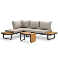 Sens-Line Samos multifunctionele loungeset - Taupe - Aluminium en acacia hout New