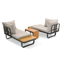 Sens-Line Samos multifunctionele loungeset - Taupe - Aluminium en acacia hout New