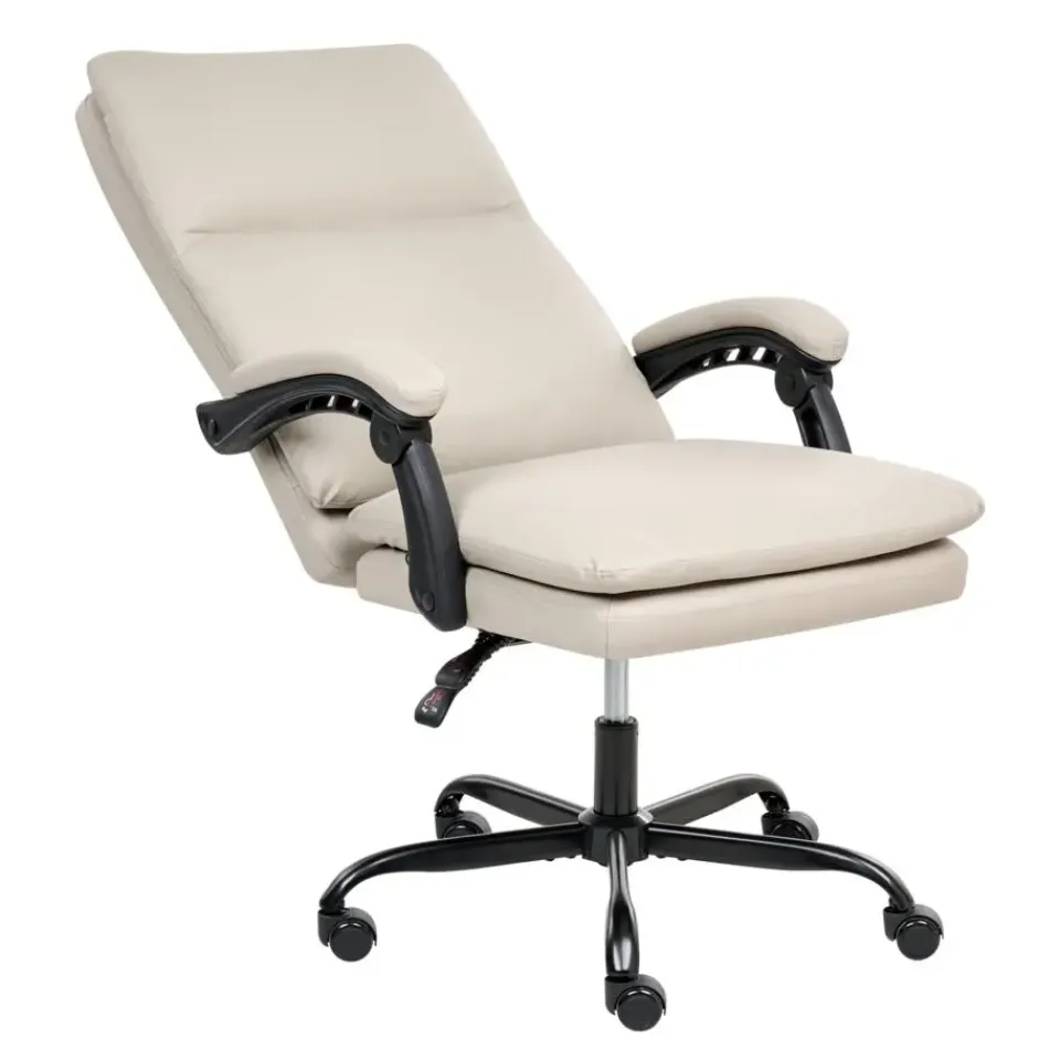 Leen Bakker SERENE - Bureaustoel - Lichtbeige - Kunstleer