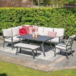 Garden Impressions Sergio lounge-diningset - 3-delig - links - carbon black - desert sand Sale