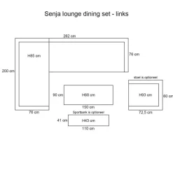 Garden Impressions Sergio lounge-diningset - 3-delig - links - carbon black - desert sand Sale