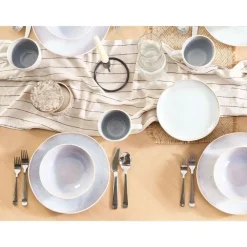 Leen Bakker SESAME - Dinerborden set van 8 - Lichtgrijs - Steengoed Discount