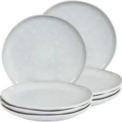 Leen Bakker SESAME - Dinerborden set van 8 - Lichtgrijs - Steengoed Discount