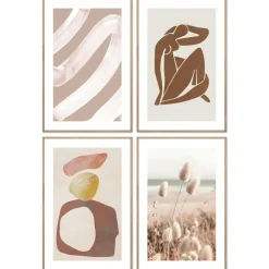 Reinders Set poster met lijst - Aards & Abstract Clearance