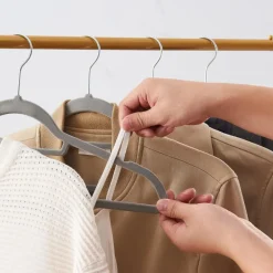 Merkloos Set van 50 Anti-slip kleerhangers, dunne Kledinghangers met Fluweel Grijs Hot