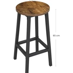 Merkloos Set van 2 barkrukken - met stabiel stalen frame - hoogte 65 cm - Bruin