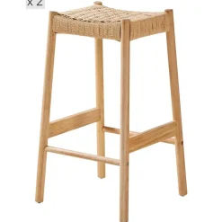 Nordlys Set van 2 Barkrukken Massief Hout Scandinavisch Online