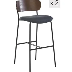 Nordlys Set van 2 barkrukken van metaal en kunstleer van essenhout Online