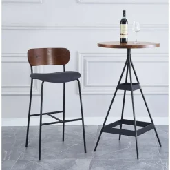 Nordlys Set van 2 barkrukken van metaal en kunstleer van essenhout Online