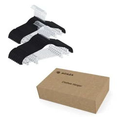 Merkloos Set van 20 fluwelen Kledinghangers met Clips - metalen Haak, zwart Hot