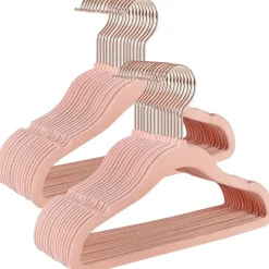 Merkloos Set van 30 kinder kledinghangers in rose, met rosé gouden haak New