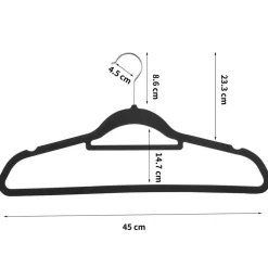 Merkloos Set van 50 kleerhangers - Fluweel - Anti-slip - Kapstokken met Broeklat - Zwart Outlet