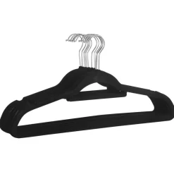 Merkloos Set van 50 kleerhangers - Fluweel - Anti-slip - Kapstokken met Broeklat - Zwart Outlet