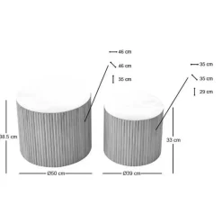 Nordlys Set van 2 ronde salontafels van massief hout met opbergruimte Clearance