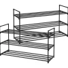 Merkloos Set van 2 schoenenrekken - tot 24 paar - stapelbaar - 91.7x52.4x29.3 cm - zwart
