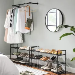 Merkloos Set van 2 schoenenrekken - tot 24 paar - stapelbaar - 91.7x52.4x29.3 cm - zwart