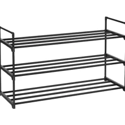 Merkloos Set van 2 schoenenrekken - tot 24 paar - stapelbaar - 91.7x52.4x29.3 cm - zwart