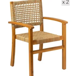 Nordlys Set van 2 tuinstoelen van acacia en touw New