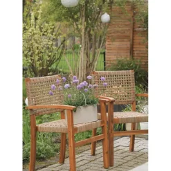 Nordlys Set van 2 tuinstoelen van acacia en touw New