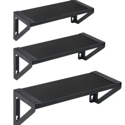 Merkloos Set van 3 Wandplanken, Zwevende Boeken Planken, 30, 35 en 40 cm lang, Zwart Hot