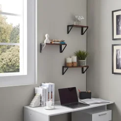 Merkloos Set van 3 Wandplanken, Zwevende Plank, 30/35/40 x 12 x 11, Vintage Bruin Zwart Clearance