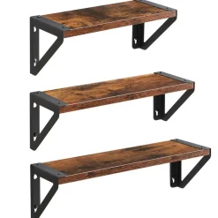 Merkloos Set van 3 Wandplanken, Zwevende Plank, 30/35/40 x 12 x 11, Vintage Bruin Zwart Clearance