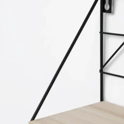 IVOL Set van 2 zwarte metalen wandrekjes met houten plankje - 30 en 45 cm Clearance