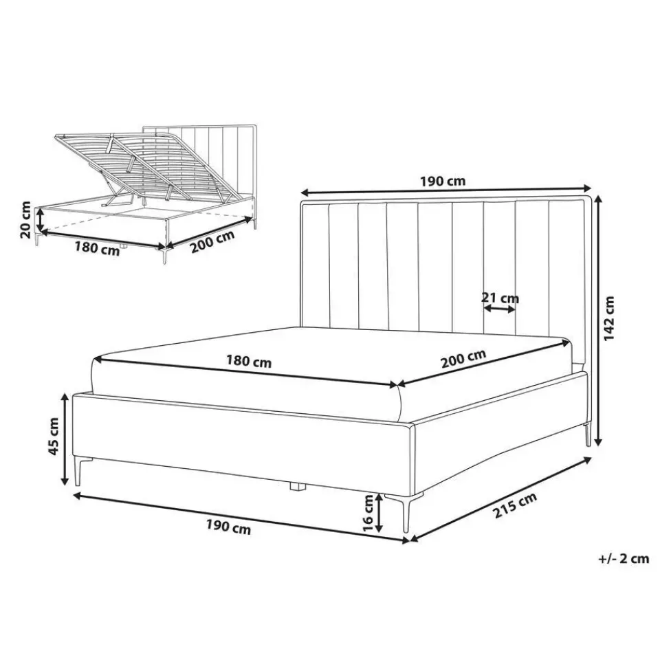 Beliani SEZANNE - Bed met opbergruimte - Taupe - 180 x 200 cm - Fluweel Best
