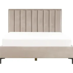 Beliani SEZANNE - Bed met opbergruimte - Taupe - 180 x 200 cm - Fluweel Best