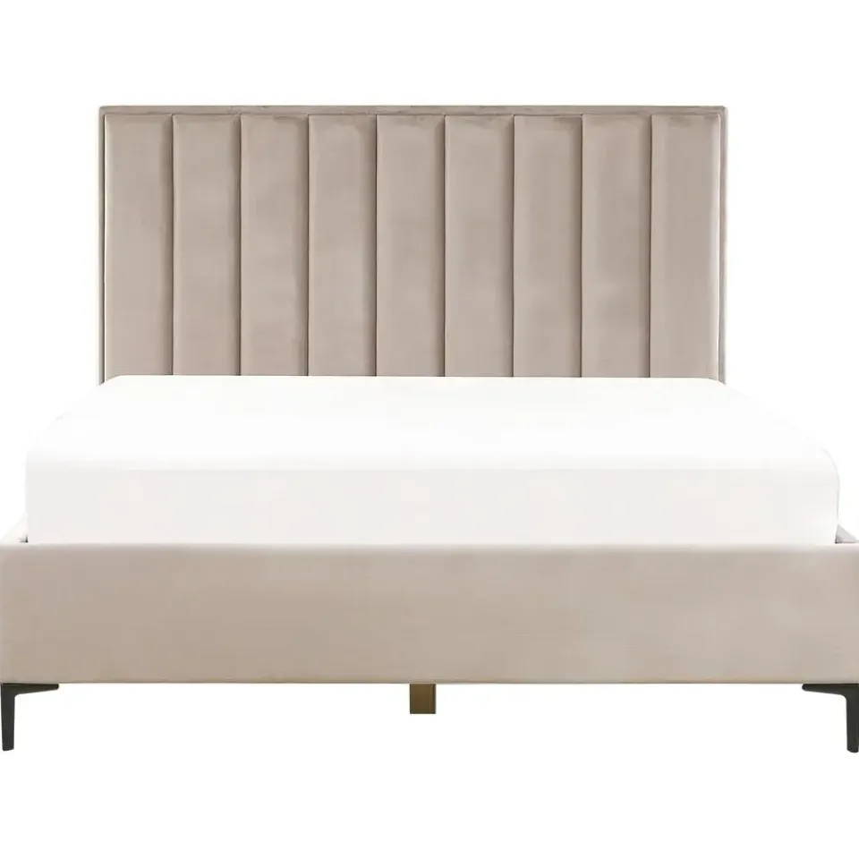 Beliani SEZANNE - Bed met opbergruimte - Taupe - 180 x 200 cm - Fluweel Best