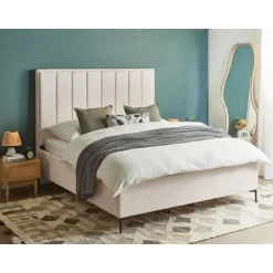 Beliani SEZANNE - Bed met opbergruimte - Gebroken wit - 160 x 200 cm - Bouclé Best