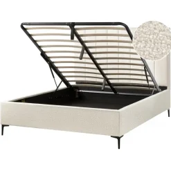 Beliani SEZANNE - Bed met opbergruimte - Gebroken wit - 160 x 200 cm - Bouclé Best