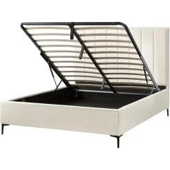 Beliani SEZANNE - Bed met opbergruimte - Gebroken wit - 160 x 200 cm - Bouclé Best