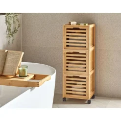 Beliani SHAWNEE - Badkamerkast - Lichthout - Bamboe Hot