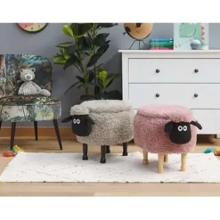 Beliani SHEEP - Hocker - Roze - Polyester Online