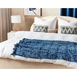 Beliani SHIVPURI - Plaid - Blauw - 130 x 180 cm - Katoen Outlet