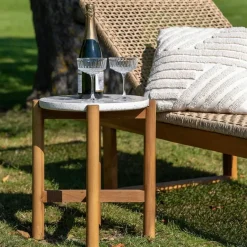 House Nordic Sidetable Acacia Naturel/Wit - 37x37x46cm - Terracina Best