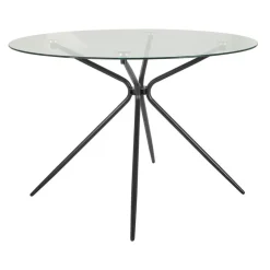 Loft24 Silvie - Ronde eettafel Ø110 cm 4 zitplaatsen in glas / zwart Discount