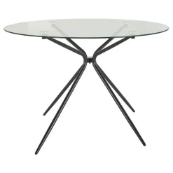 Loft24 Silvie - Ronde eettafel Ø110 cm 4 zitplaatsen in glas / zwart Discount