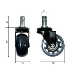 Sedero Skate wielen voor bureaustoel - Set van 5 - 50 mm