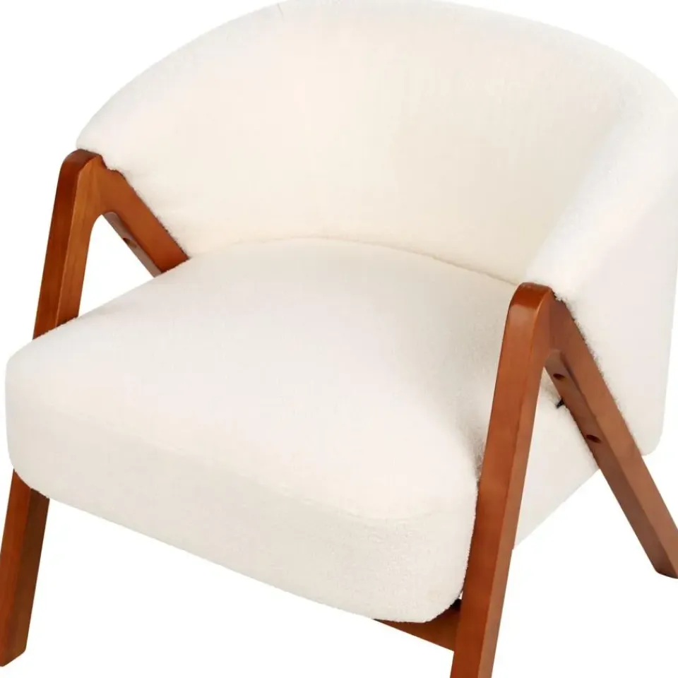 Beliani SKEI - Fauteuil - Wit - Bouclé Outlet