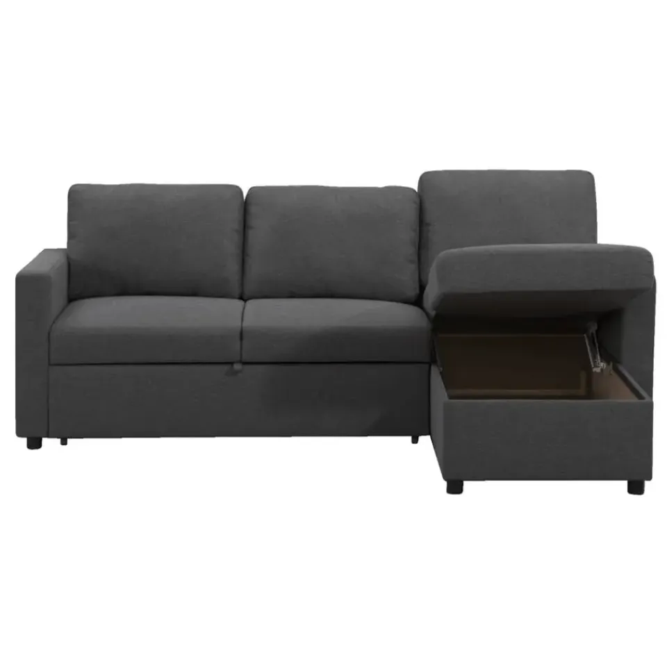 Leen Bakker Slaapbank Turijn met opbergruimte - antraciet - 82x215x145 cm New