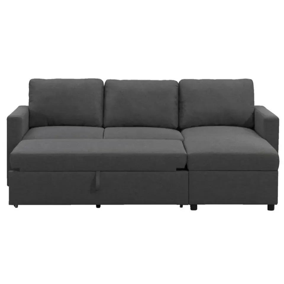 Leen Bakker Slaapbank Turijn met opbergruimte - antraciet - 82x215x145 cm New