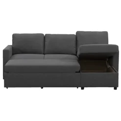 Leen Bakker Slaapbank Turijn met opbergruimte - antraciet - 82x215x145 cm New