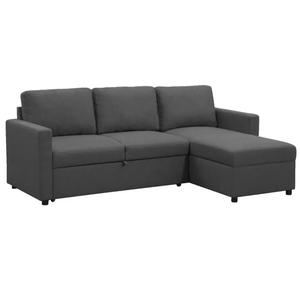 Leen Bakker Slaapbank Turijn met opbergruimte - antraciet - 82x215x145 cm New